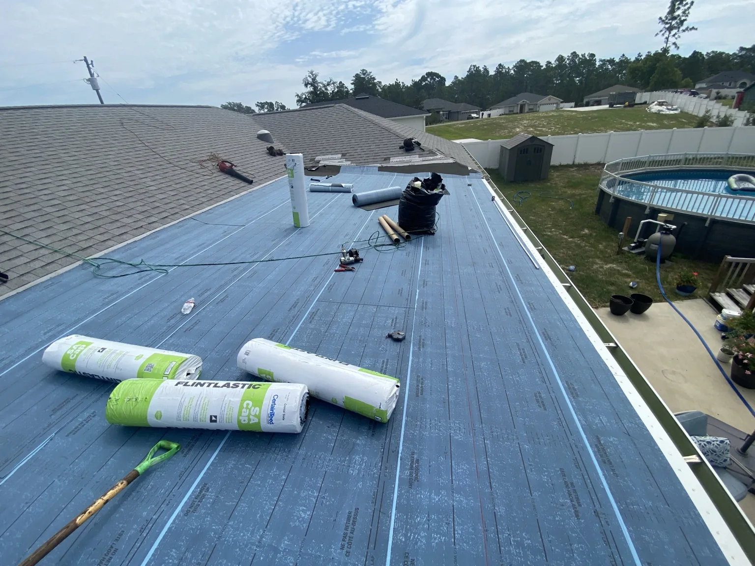 Underlayment installation in progress